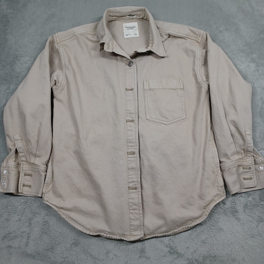 Abercrombie Fitch Top Womens Small Brown Denim Button Up Oversized Heavyweight‎